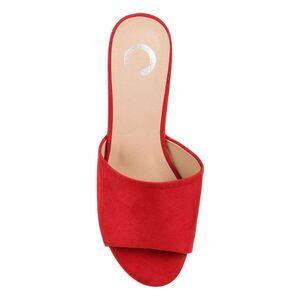 JOURNEE COLLECTION Womens Red Pavan Round Toe Wedge Slip On Slide Sandals 6 M